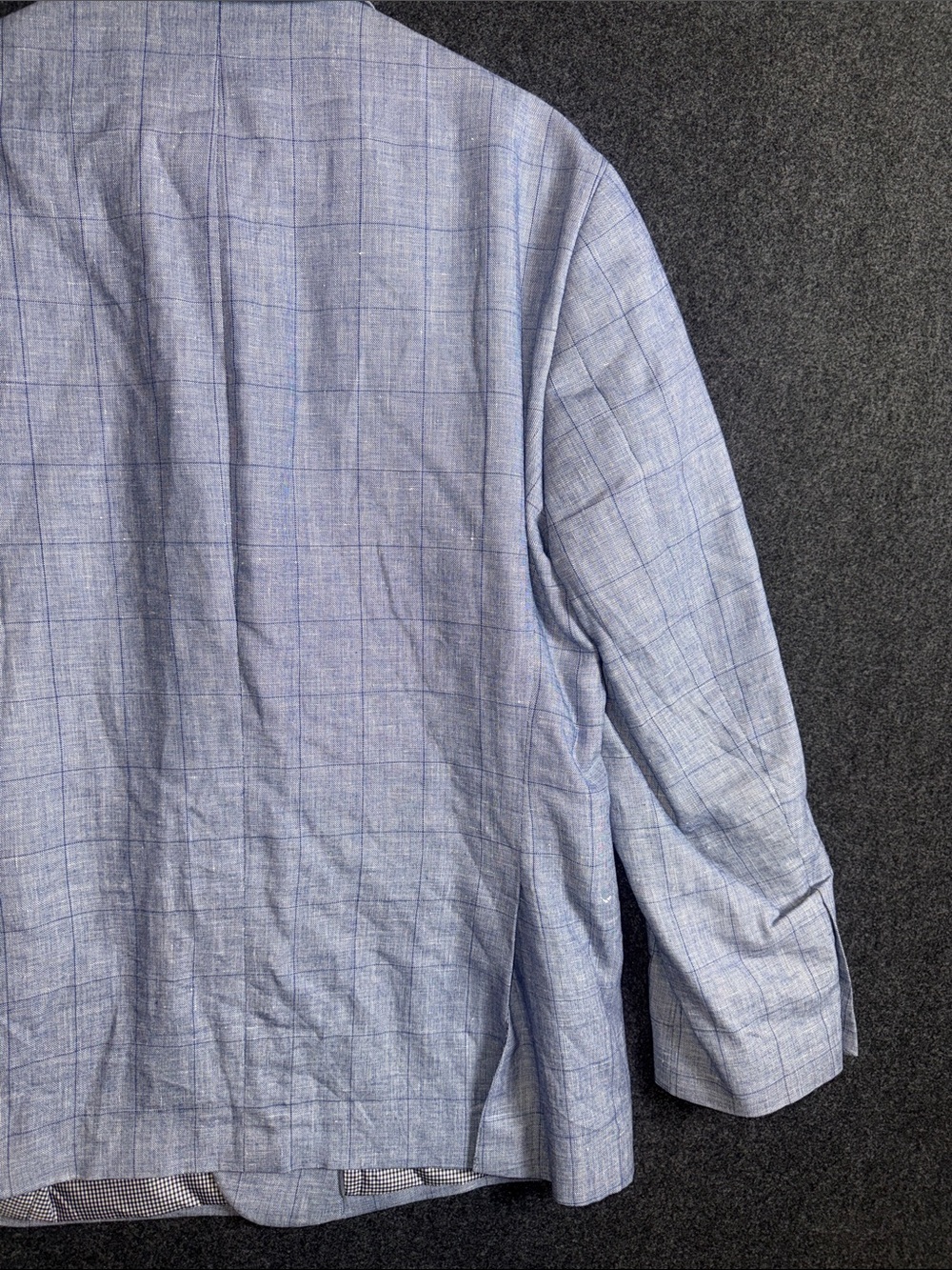 Jos. A. Bank 1905 Tailored Fit Blue Linen Wool Plaid Sport Coat Blazer 44R - Picture 12 of 13